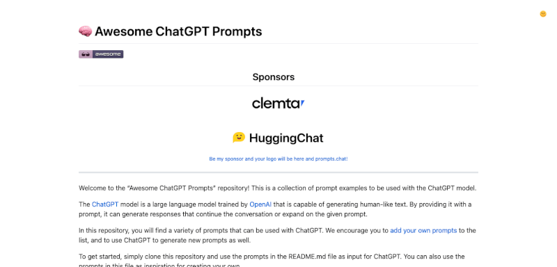 Awesome ChatGPT Prompts